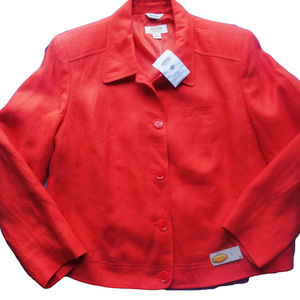 Talbots Jacket Irish Linen Coral color 14W Petite